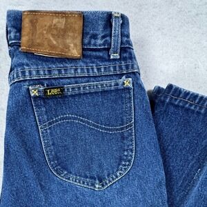 Vintage Lee High Waisted Mom Jeans Blue Tapered Made in USA Size 11 Med 27x28